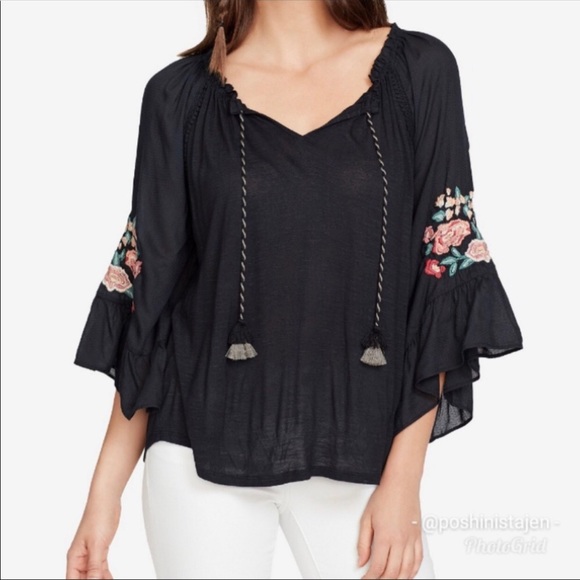 Vintage America Blues Embroidered Peasant Top - Picture 6 of 6